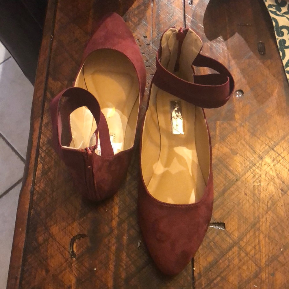 Burgundy flats